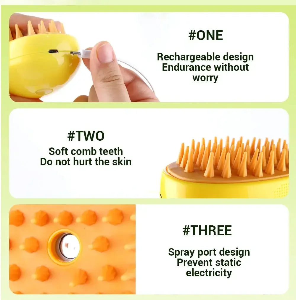 Cat Steam Brush Electric Spray Water Spray Kitten Pet Comb Soft Silicone Depilation Cats Bath Hair Brush Grooming Supplies