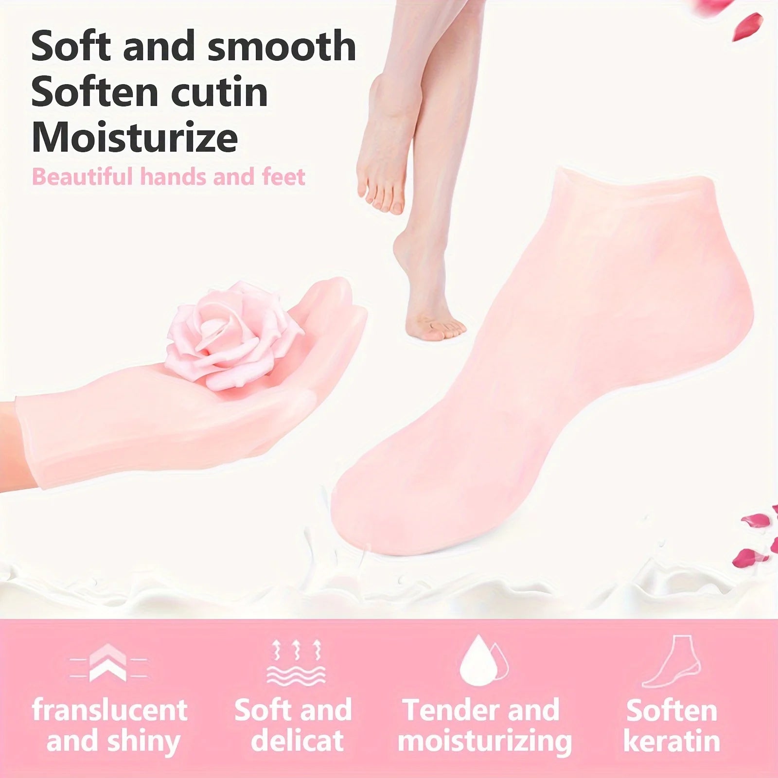 Silicone Moisturizing Gloves And Spa Socks Set, Dry Skin With Skin Care Products Hands And Feet Soft And Tender