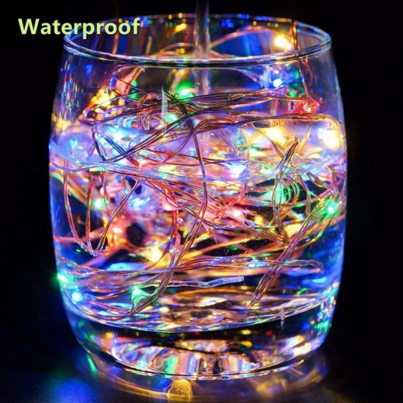 With battery 20 Pack String Fairy Lights Silver Copper Wire Battery Powered Decorations Lights For Wedding Party Christmas Decor