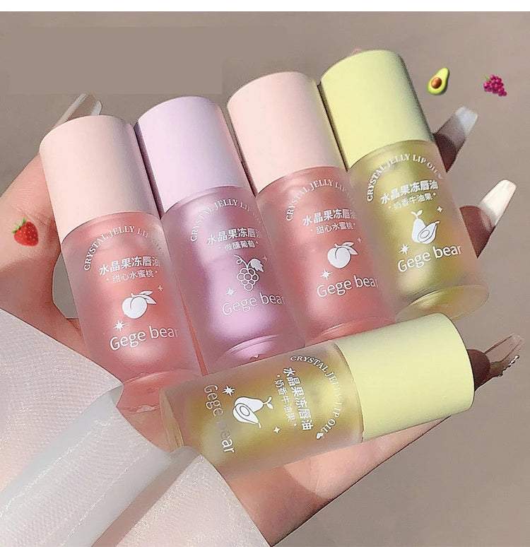 Crystal Jelly Lip Oil Hydrating Plumping Lip Gloss Coat For Cute Makeup Lipsticks Tinted Clear Serum Fruit Lip Balm Cosmetics