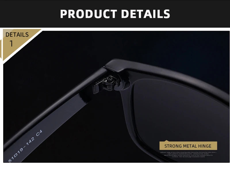 Classic Square Polarized Sunglasses Men Women Retro Black Sun Glasses Male Female Fashion Summer Anti Glare Driving Shades