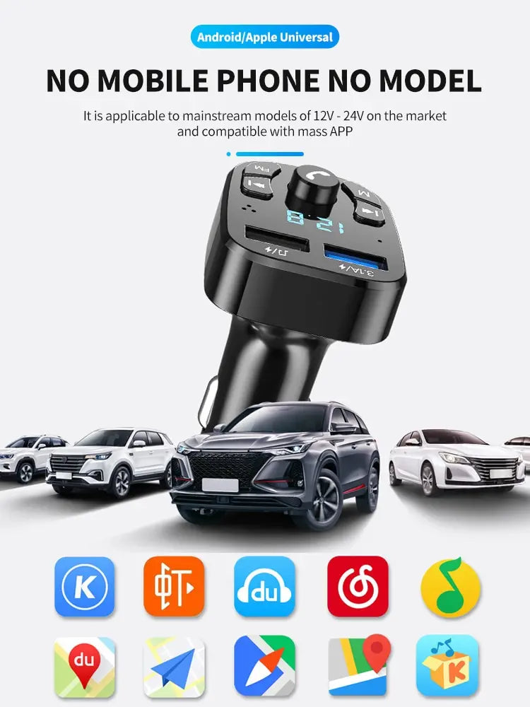 Car Mp3 Player Dual Usb Fast Charger Fm Bluetooth Receiver Bluetooth Compatible 5.0 Fm Transmitter Usb Flash Drive Plug Car Kit