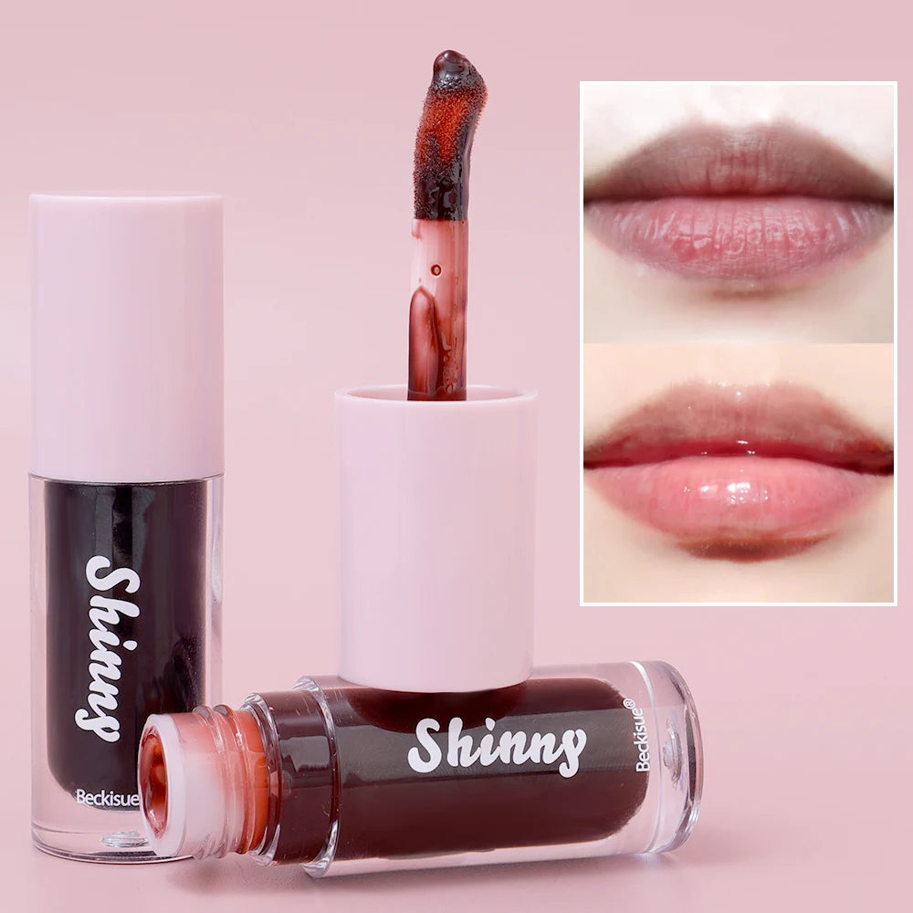 Moisturizing Jelly Black Lip Oil Water Glossy Mirror Plumping LipGloss Transparent Lipstick Lighten Wrinkle Clear Lips Tint