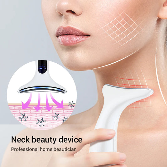 EMS Microcurrent  Face Neck Beauty Device LED Photon Firming Rejuvenating Anti Wrinkle Thin Double Chin Skin Care Facial Massage