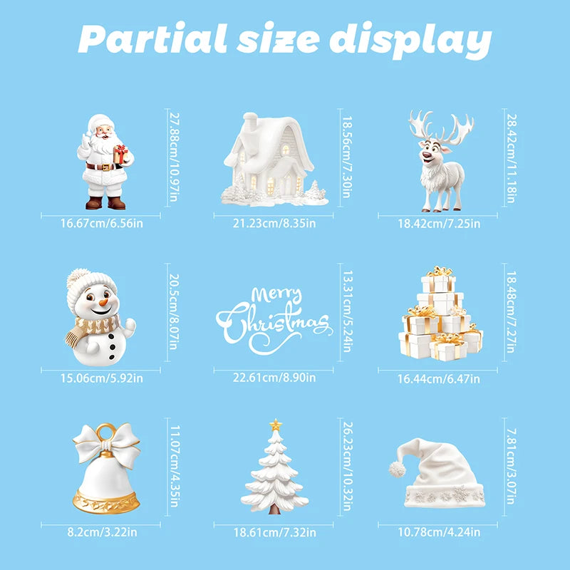 Double-Sided Christmas Window Clings Designs Snowflake Static Stickers Decoration White Xmas Ornaments Reusable Party Supplies