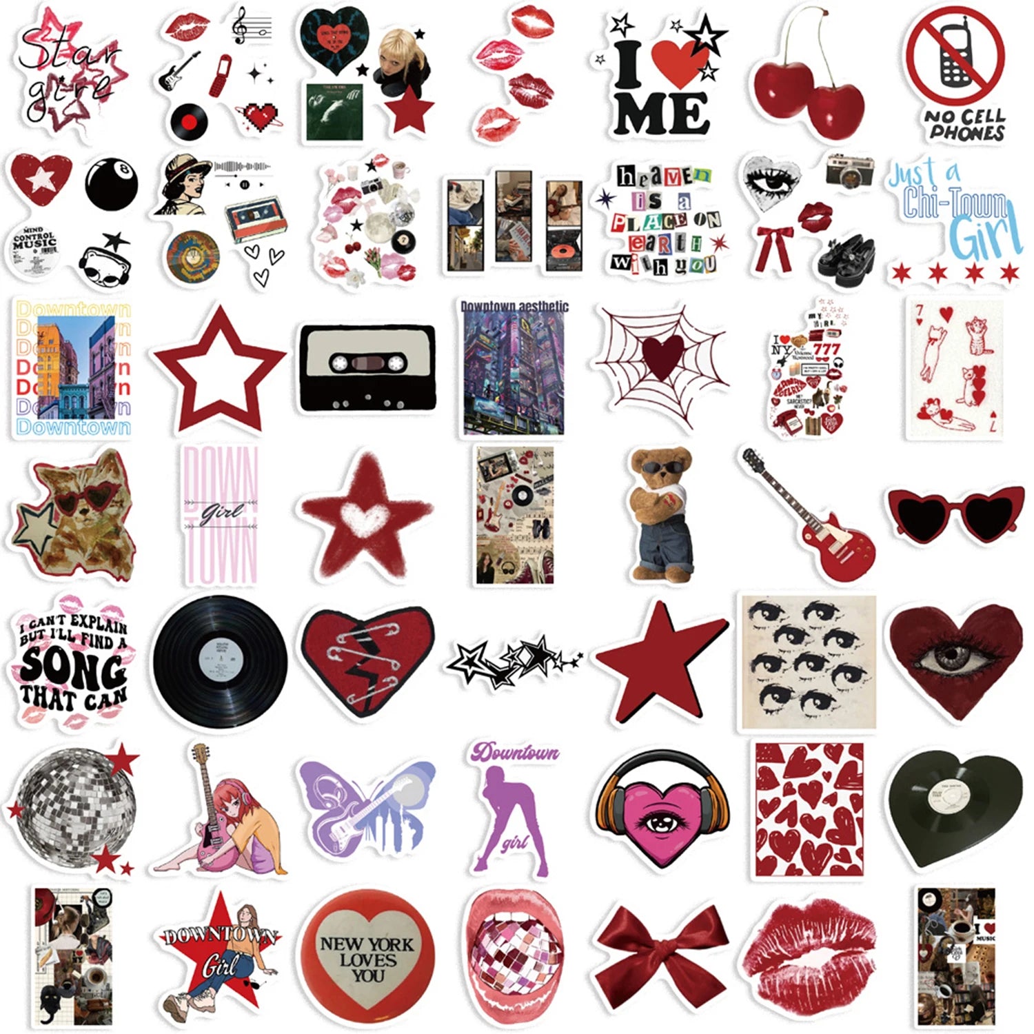 50pcs Downtown Girls Aesthetic Y2K Graffiti Stickers DIY Phone Guitar Laptop Notebook Suitcase Cup Waterproof Sticker Kids Toys