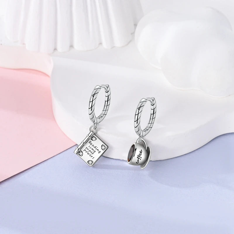 Bulbusbow Luminous Shell Women Earrings Original 925 Sterling Silver Pave CZ Star Moon Hoop Earrings Engagement Wedding Jewelry