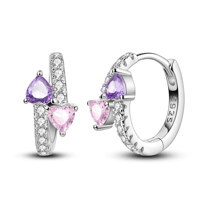 Bulbusbow Luminous Shell Women Earrings Original 925 Sterling Silver Pave CZ Star Moon Hoop Earrings Engagement Wedding Jewelry