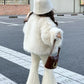 Coats 2023 Wintre New Girls Plush Thickening Children Clothing Versatile Furs Cotton Fashion Outerwear Simple Warm