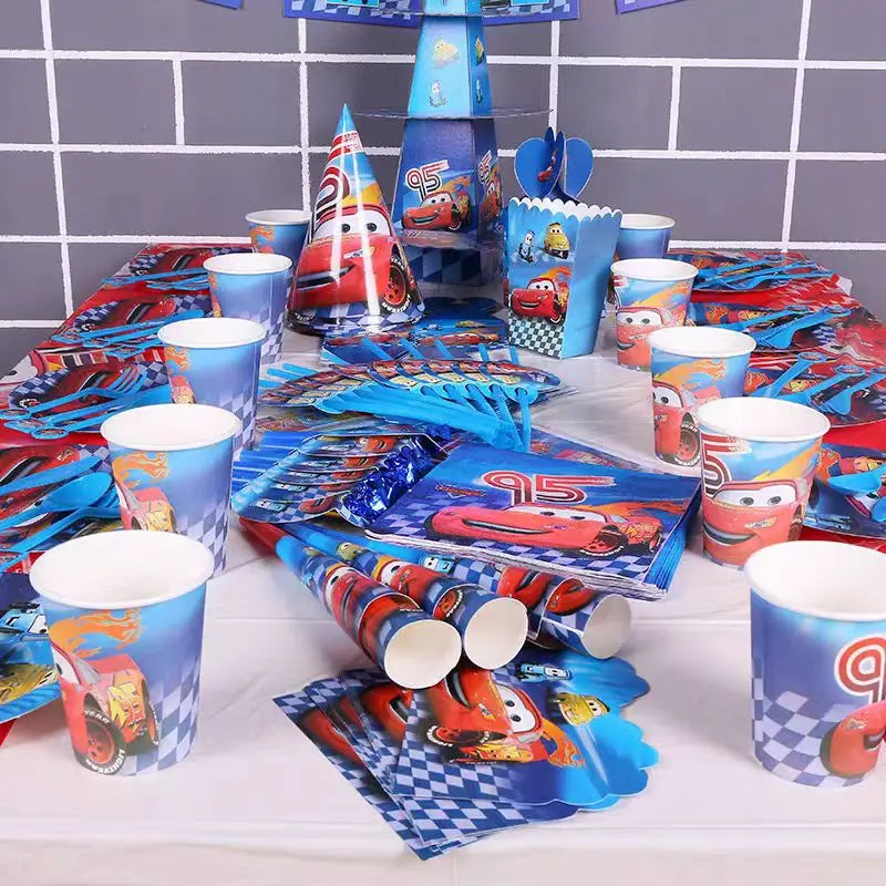 Disney Pixar Cars Birthday Party Decorations Child Lightning Mcqueen Theme Tableware Set Balloon Deco Happy Banner Supplies Boy