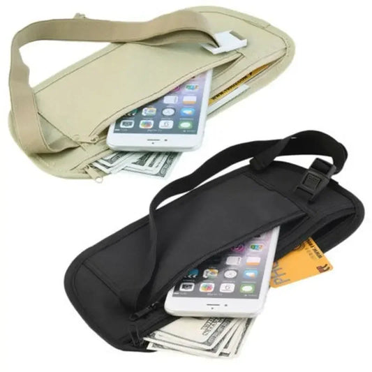 Thin Profile Money Belt Secure Travel Money Belt Undercover Hidden Blocking Travel Wallet Anti-Theft Passport Pouch Fanny Pack