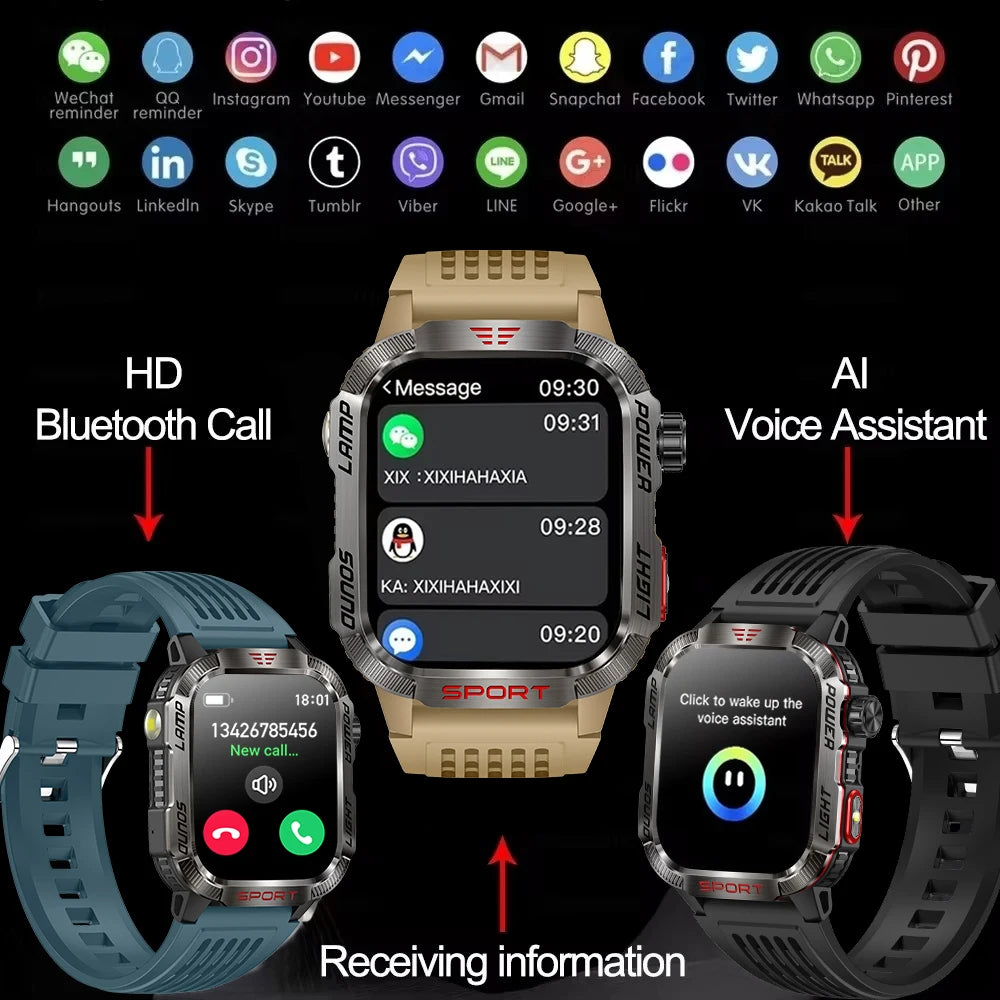 Bulbusbow 2024 Outdoor Smart Watch for Xiaomi - 2.01-Inch HD AMOLED Screen, GPS, Compass, Bluetooth Calling, Long Battery Life