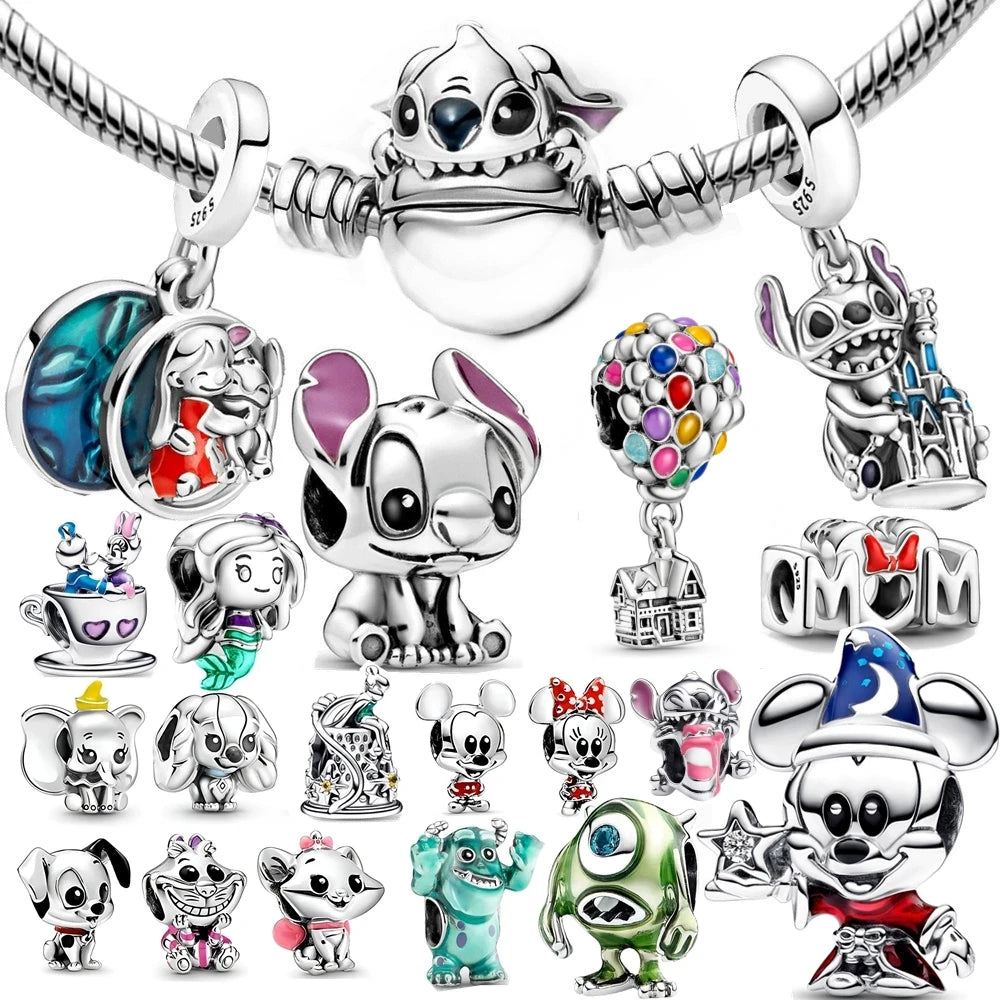 Disney Stitch Series Silver 925 Charms Fit Original Bracelet Pendant Lilo Charms for Women Birthday Love Jewelry DIY Making Gift