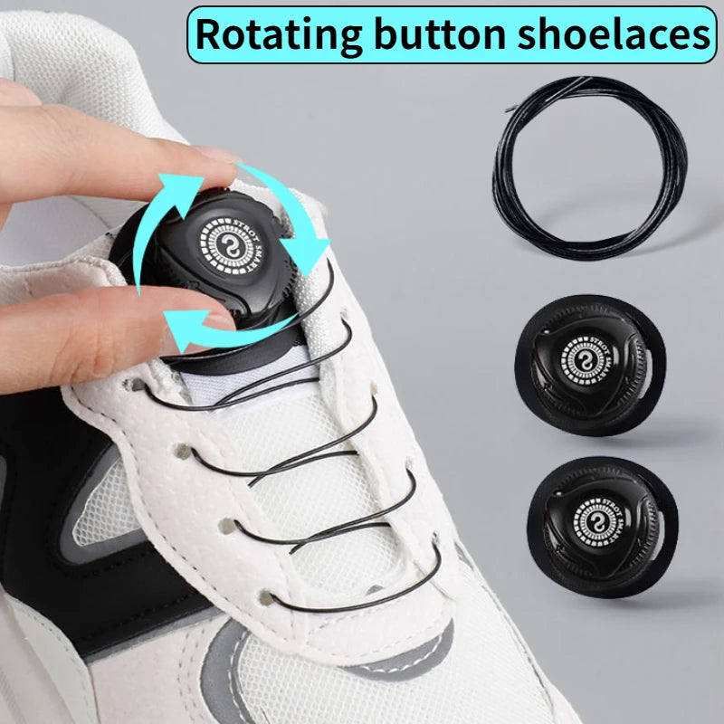 1 Pair Automatic Buckle Rope Sneaker ShoeLaces Quick Lock Shoestring No Tie Shoe Laces for Sneaker Casual Shoes Running Shoes