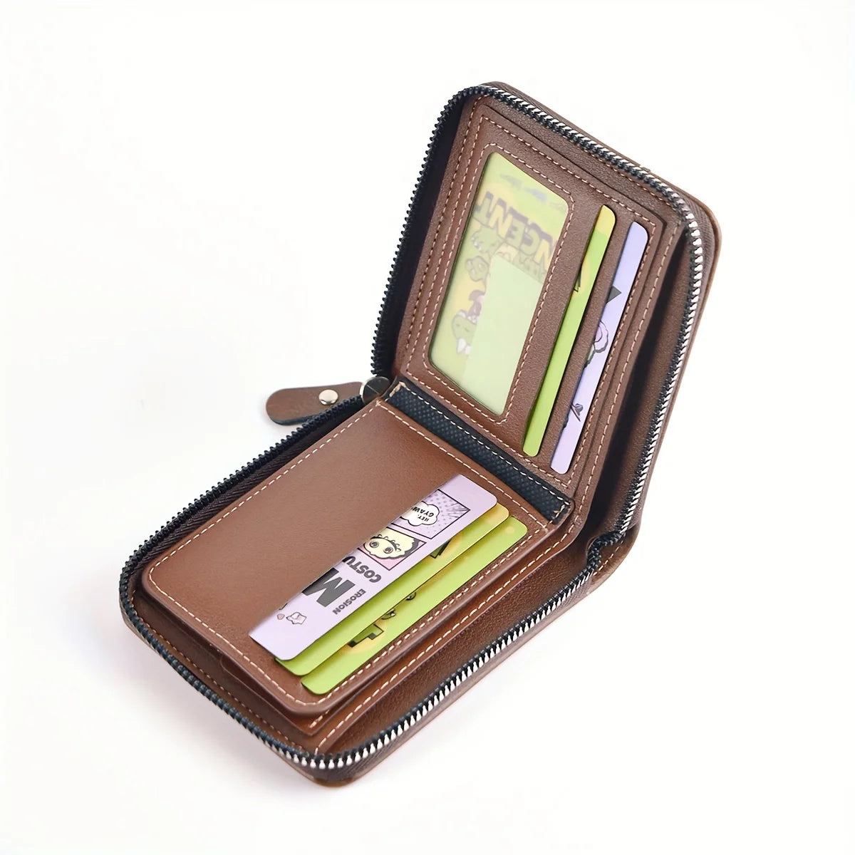 Men's Wallet Made of PU Wax Oil Skin Purse for Men Coin Purse Short Male Card Holder Wallets Zipper Around Money Coin Purse