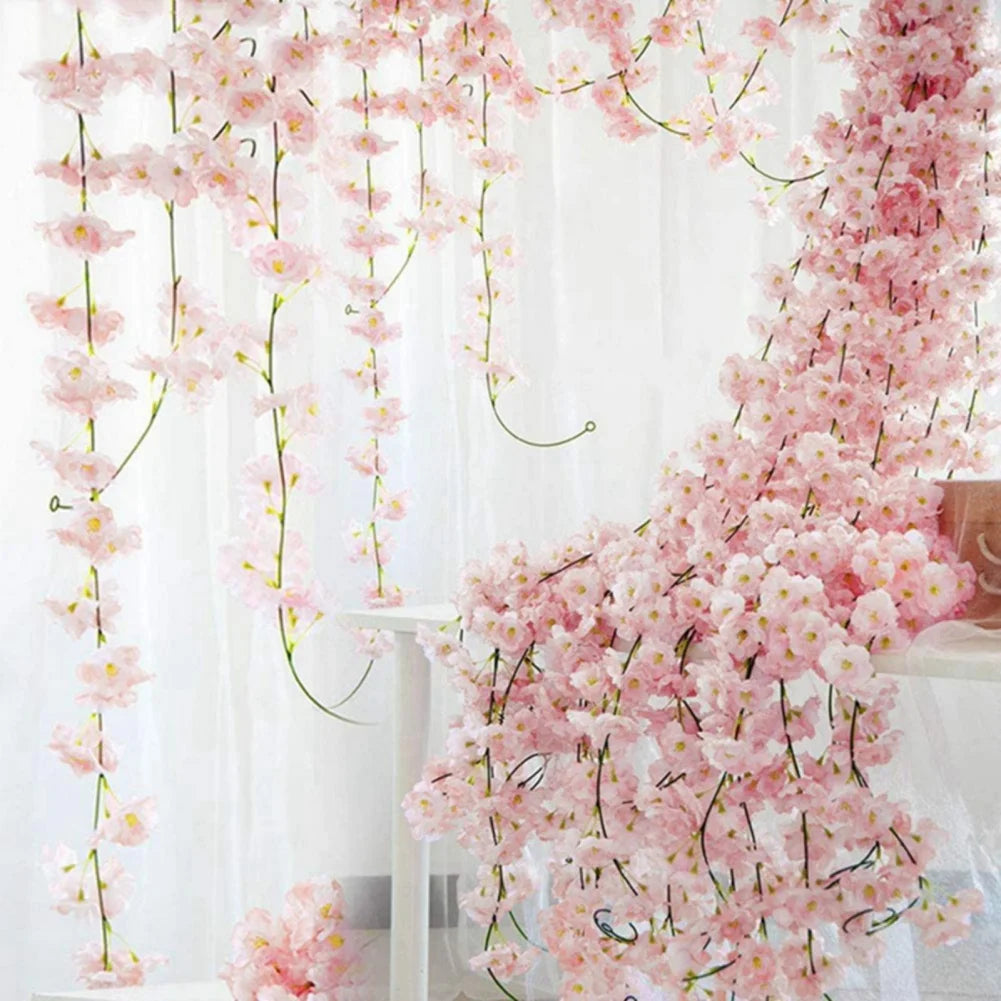 180Cm Artificial Flowers Sakura Vine Wedding Supplies Outdoor Garden Rose Arch Home Decor Wall Hanging Fake Flower Decoration