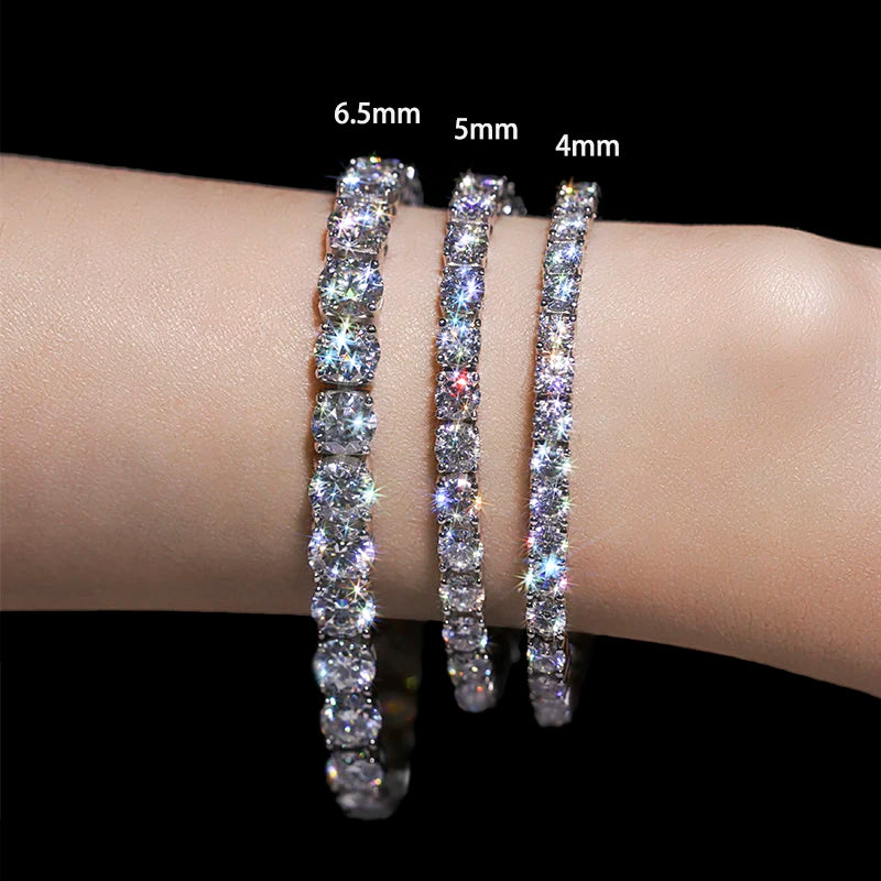 3/3.5/4/5mm Real Moissanite Bracelet Sparkling S925 Sterling Silver Luxury Wedding Party Diamond Jewelry