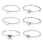 Silver Color  Charm Bead Bracelet For Women Original Charms Heart Family Ball Star Bracelets Bangles Snake Chain Diy Jewelry