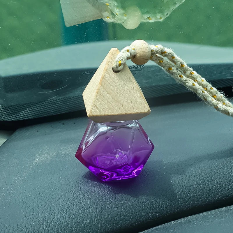 Auto Aromatherapy Fragrance Pendent Bottle Perfume Diffuser Automotive Decoration Car Hanging Glass Bottle Empty Perfume