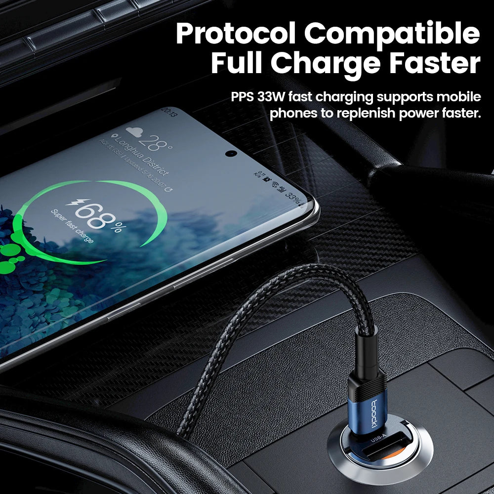 Toocki 45W Car Charger Fast Charging PPS 33W PD Fast Type C Car Phone Charger for iPhone 15 14 13 12 Samsung S23 S22 Xiaomi POCO