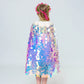 Children Cloak Girls Glitter Sequins Mermaid Rapunzel Princess Costumes Shawl Kids Accessory Mantle Cape Jacket