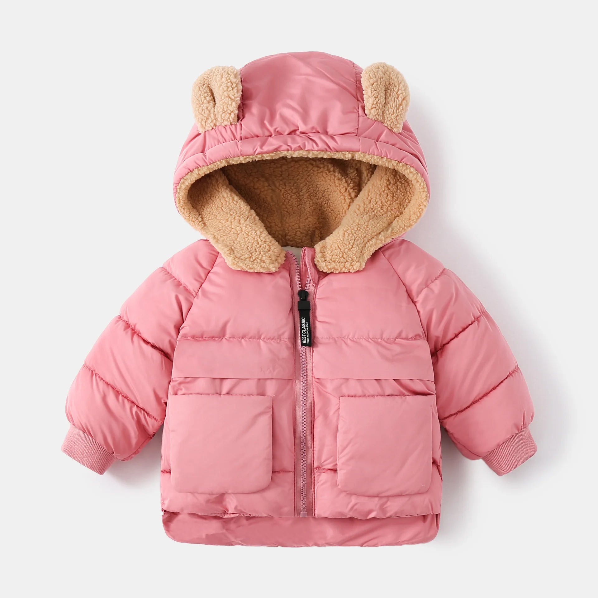 2024 Korean Autumn Winter Children Boy Parkas Cartoon Bear Ears Little Girl Jacket Coat 1-6 Years Kids Boy Outerwear Outfit