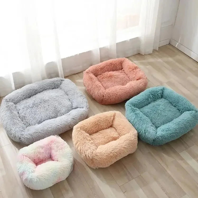 Rectangle Plush Dog Bed Winter Warm Mat Small Medium Big Pet Cat Dog Bed Kennel Puppy Sofacama Cat Cushion Pets Sofa Accessories