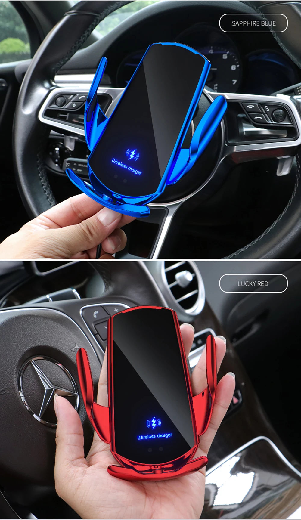 New Upgrade Car Mobile Phone Holder 15w Wireless Charging Portable Car Holder Cellphone Bracket Stand In Car Device