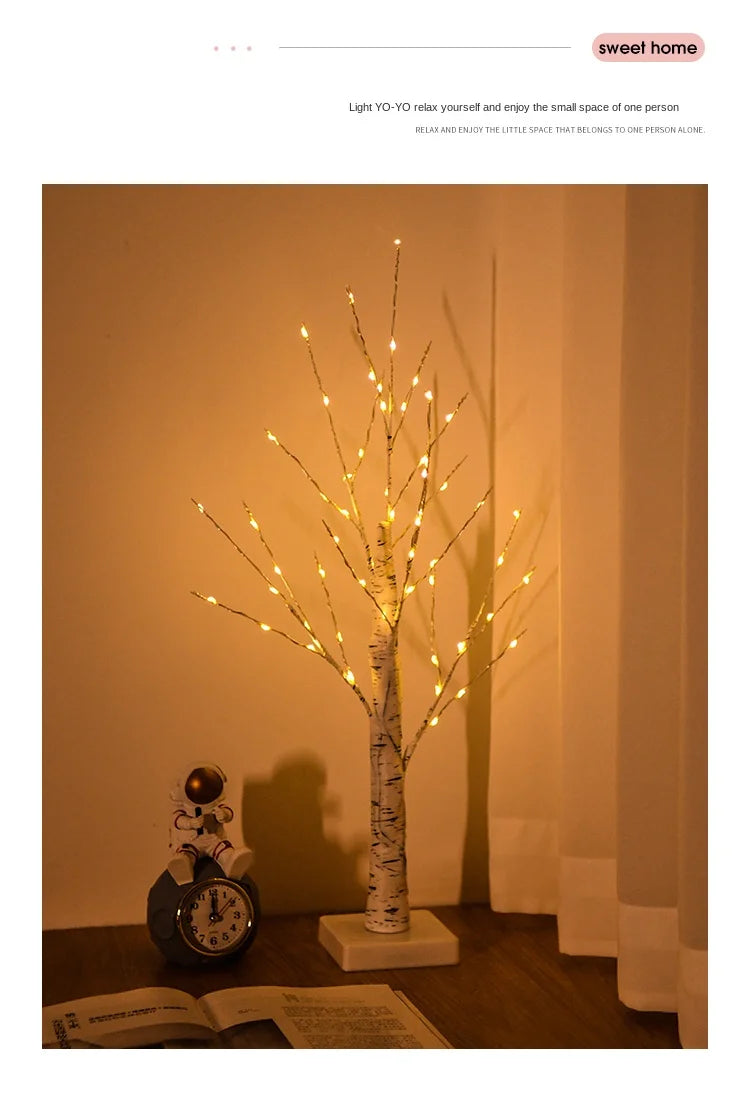 Christmas Decoration LED Birch Tree Bedroom Light for Landscape Luminous Decoration New Year DIY Decor Christmas Tree Party Gift