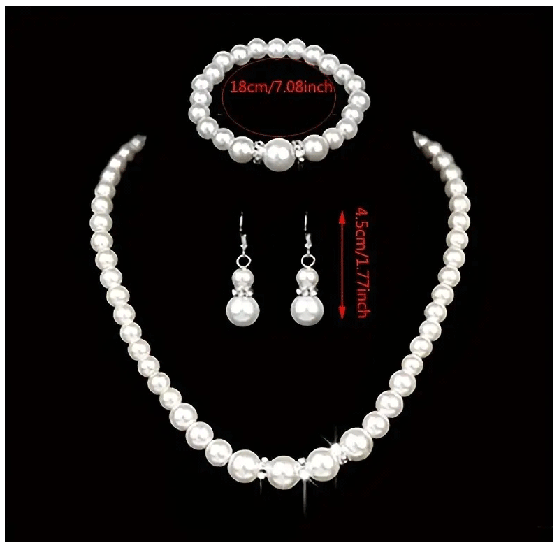 Fashion Pearl Jewelry Set Simulated Pearl Double Layer Luxury Earrings Necklace Wedding Everyday Versatile Necklace Bracelet Set