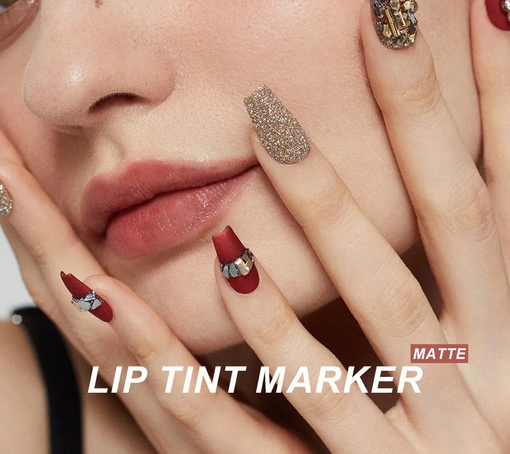 Matte Lipstick Lip Dye Pen Lipliner Waterproof Lasting Sexy Matte Lip Liner Contour Pen Lipgloss Makeup Non-Stick Cup Cosmetics