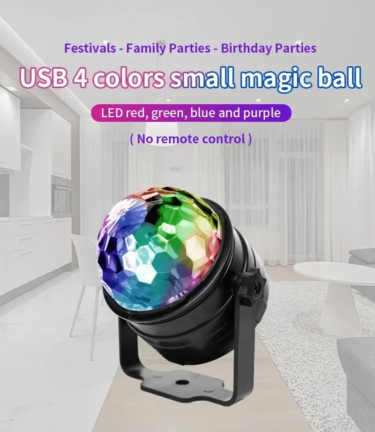 LED Stage Disco Light Rotating DJ Ball Strobe Remote Sound Control Magic Dance Car RGB Christmas Gift Party Club Laser Show Lamp