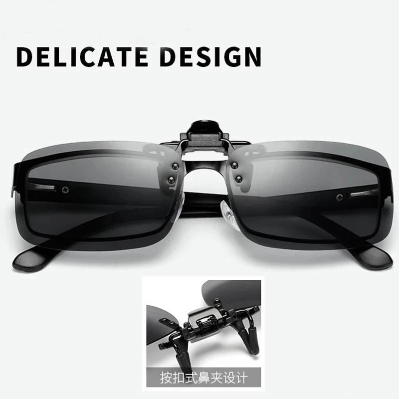 4 Color Grey Lenses Polarized Sunglasses Clip On Flip Up UV 380 Driving Fishing Night Vision Glasses Clips