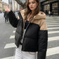 YJKDYK 2024 Winter Women's Cotton Jacket Female Contrast Hooded Thicken Warm Parkas Coats Top Women Street Fashion Jacket