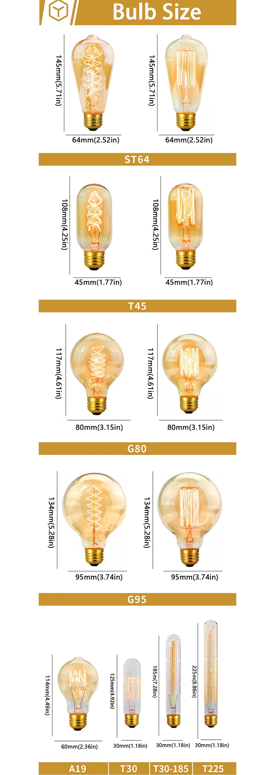 Reteo Edison Light Bulb 220V 110V E27/E26 A19 ST64 40W Vintage LED Filament Light Bulb Edison Lamp For Home Vintage Edison Lamp