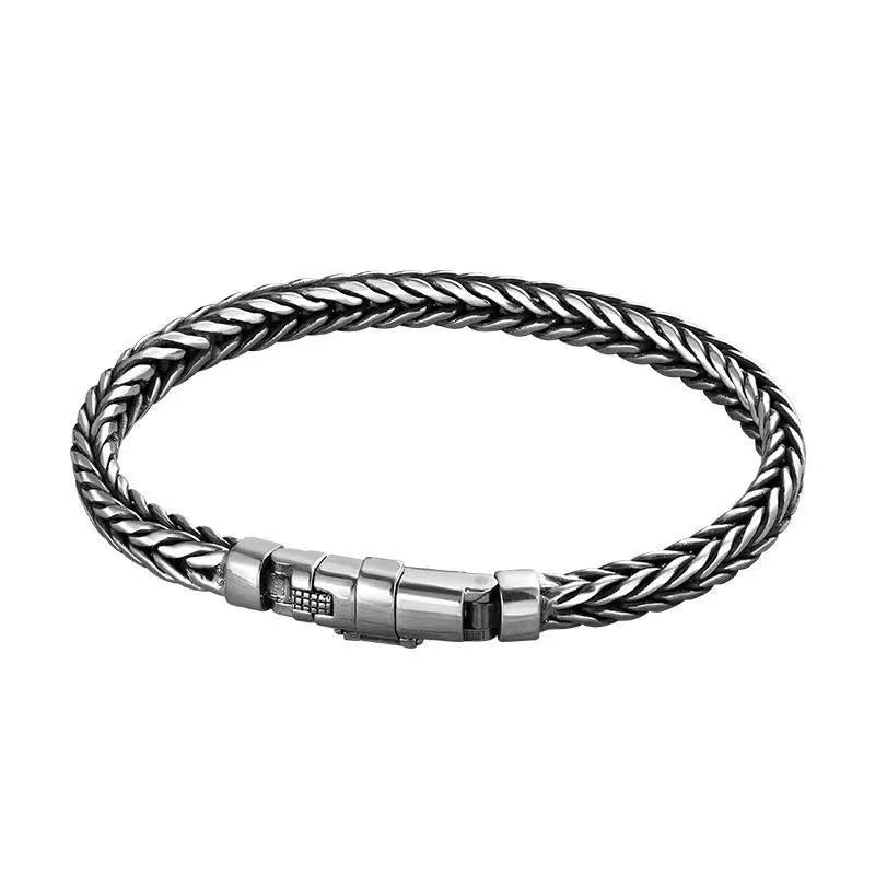 Factory Price 100% Real Solid S925 Silver Handmade Woven Retro Domineering Style Ppersonality Keel Man and Woman Bracelets