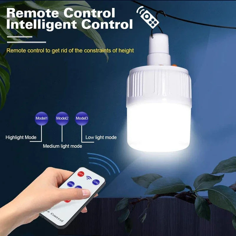 NEW Portable Lanterns Solar Lights Rechargeable Bulb Emergency Light With Remote Control Hooks Outdoor Camping Hiking Lighting