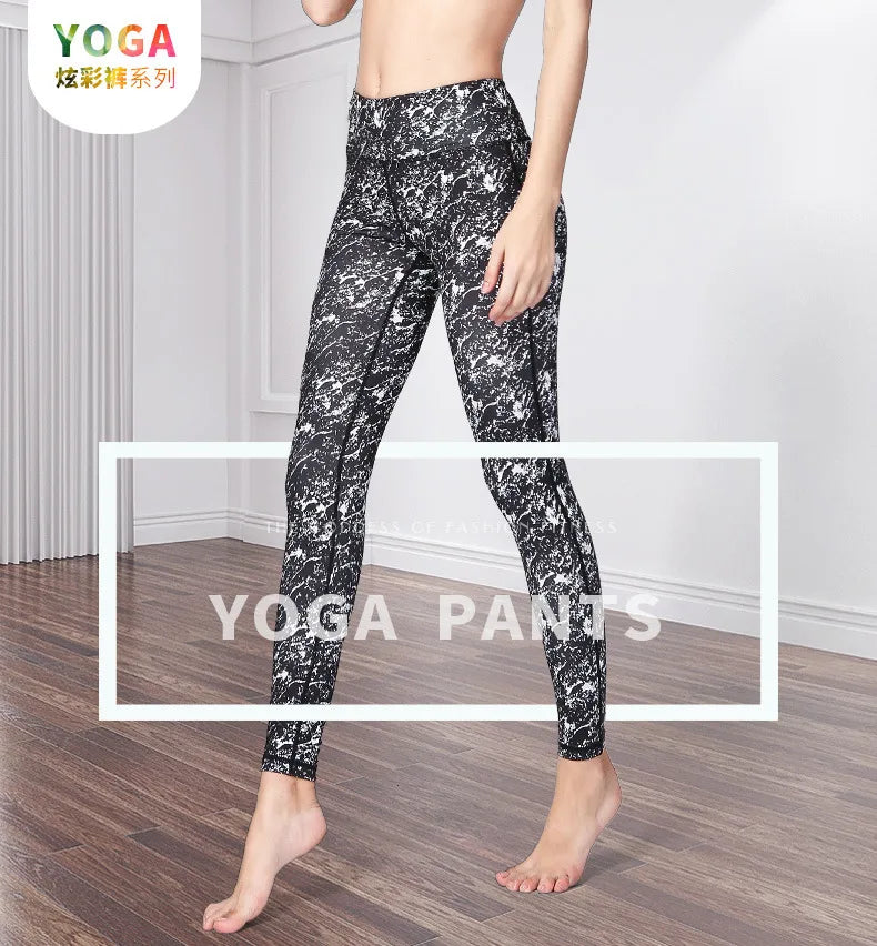 Explosive Yoga Pants Women High Waisted Tight Hip Lifting Sports Fitness Pants Camouflage Print Yoga Clothing