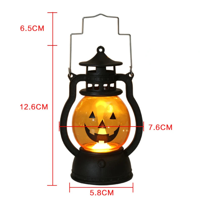 Halloween LED Pumpkin Lamp Ghost Lamp Horror Candle Lamp Retro Small Oil Lamp Horror Props  Halloween Decorations For Home