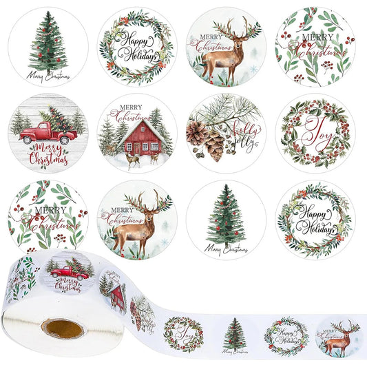 100-500Pcs Christmas Stickers Xmas Labels Stickers Decor Merry Christmas Decorations For Home 2024 Navidad Kerst New Year Gift