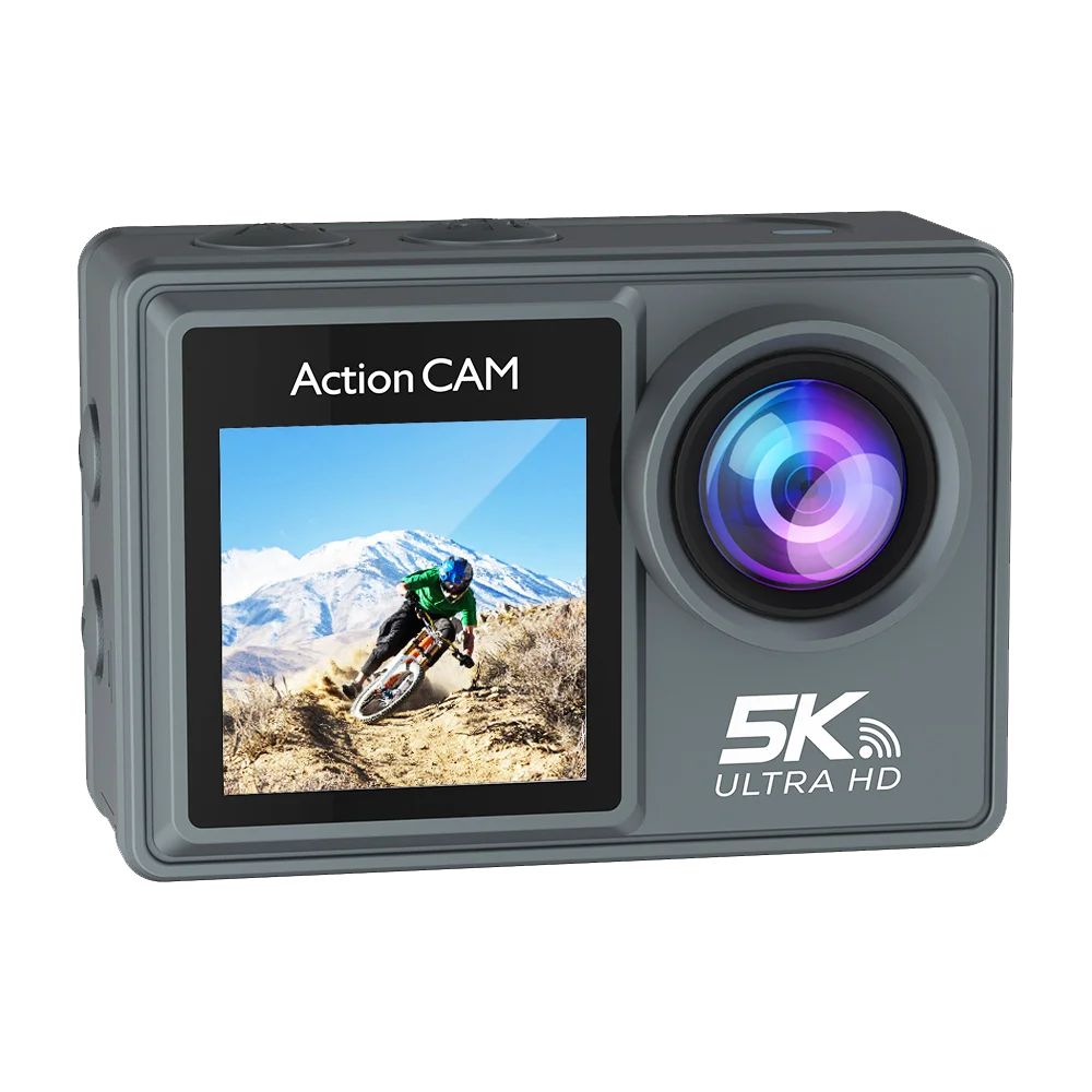 5K 4K60FPS Action Camera Dual IPS Touch LCD DVR EIS 170° 30M Waterproof 5X Zoom Sport Camera With Wireless Mic & Remote Control