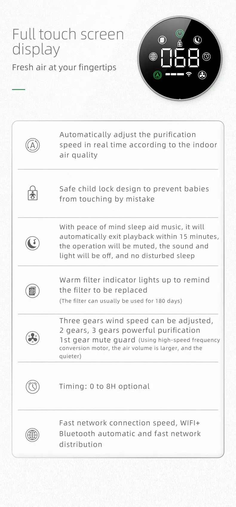 Mi APP Smart Air Purifier Tuya Alexa Remote Control Ozone Genrator HEPA Composite Filter Disinfection Machine For Home Purificad