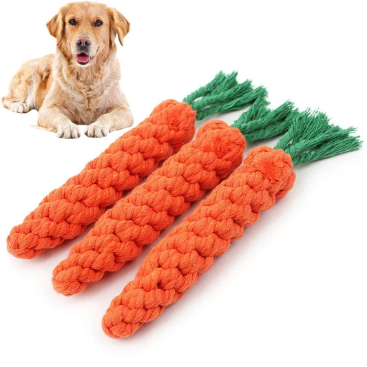 1 Piece Dog Toy Set Carrot Knot Rope Ball Cotton Rope Dumbbell Puppy Teeth Cleaning Chew Toy Durable Woven Anti-Bite Pet Supplie