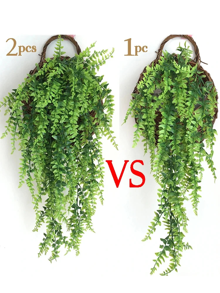 90CM Artificial Persian Fern Leaves Vines Plants Plastic Grass Hhome Room Decor Hanging Fake Plant Leaf Wedding Party Wall Decor