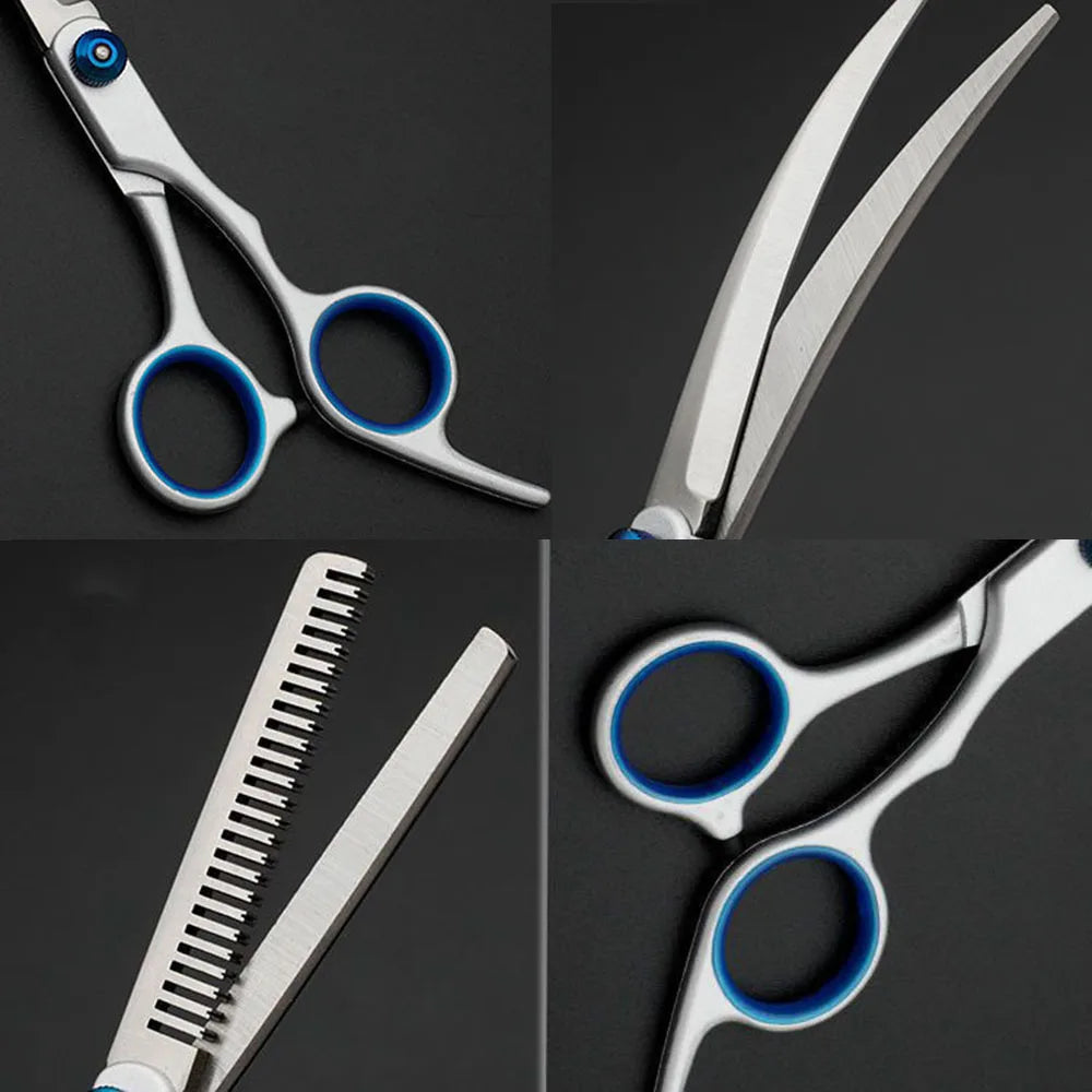 Dog Grooming Scissors Stainless Steel Curved Pet Scissors Dogs Shears Safety Round Head Pet Hair Cutting Scissors Tijeras Puppy