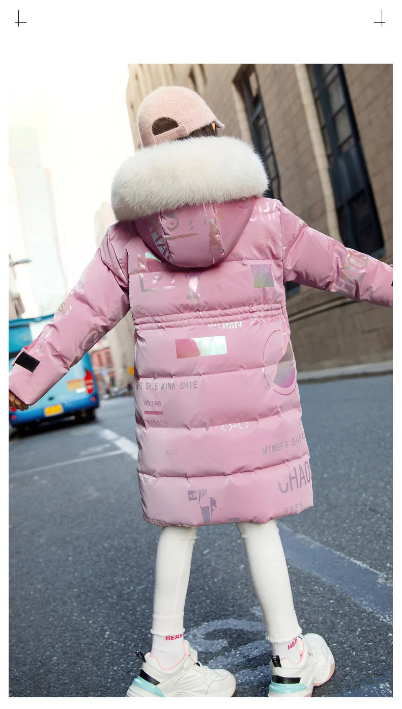 New Winter Down cotton Jacket Girls Waterproof Hooded Coat Children Outerwear Clothing Teenage 5-16Y clothes Kids Parka Snowsuit