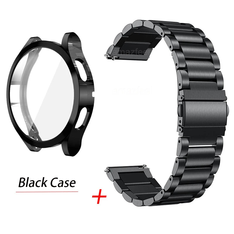 Metal Strap & TPU Case Protector for Samsung Galaxy Watch 6/5/4 Classic & Active 2 – Fits 40mm, 44mm, 43mm, 47mm | Bulbusbow