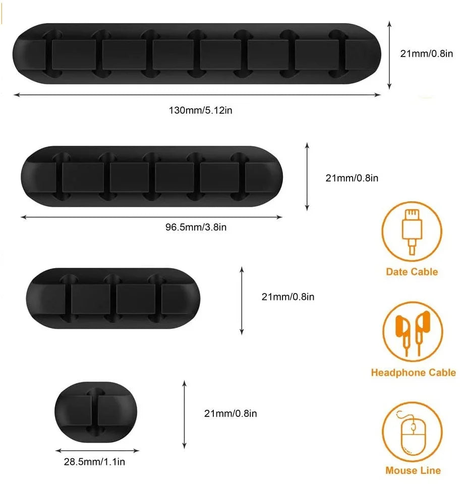 NNBILI 线缆整理器硅胶 USB 线缆卷绕器桌面整理夹鼠标耳机线收纳器