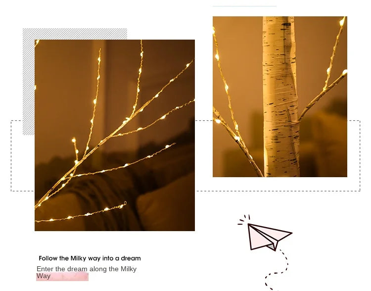 Christmas Decoration LED Birch Tree Bedroom Light for Landscape Luminous Decoration New Year DIY Decor Christmas Tree Party Gift