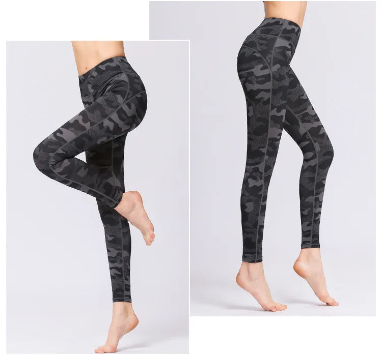 Explosive Yoga Pants Women High Waisted Tight Hip Lifting Sports Fitness Pants Camouflage Print Yoga Clothing